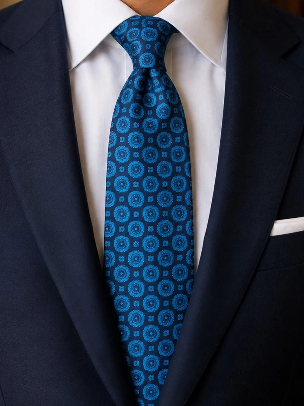 Teal Floral Medallion Vintage silk Men's Tie